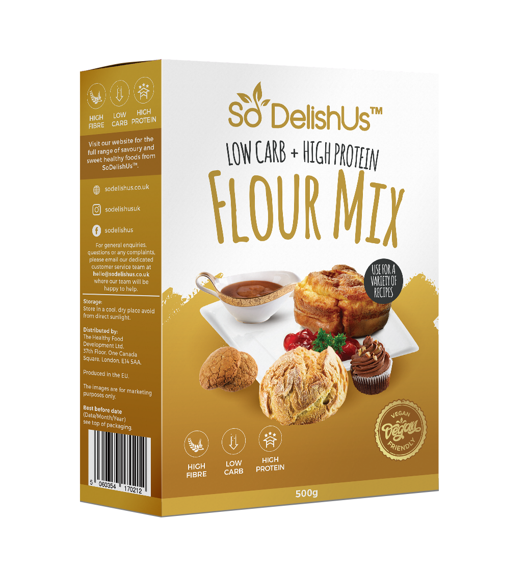 Our low carb, high protein, vegan flour contains: 159% More Protein | 52% Less Carbs | 532% More Fibre