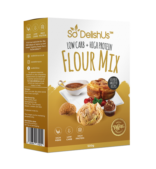 Our low carb, high protein, vegan flour contains: 159% More Protein | 52% Less Carbs | 532% More Fibre